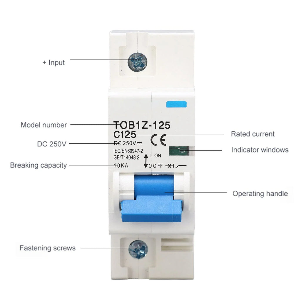 Circuit Breaker Disconnect Miniature 1P 125A 250V DIN Rail Mount