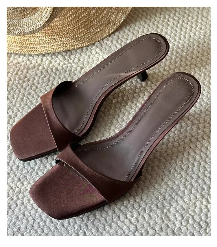 Women's Square Toe Open Toe Sandals – Summer Thin Heel Slippers