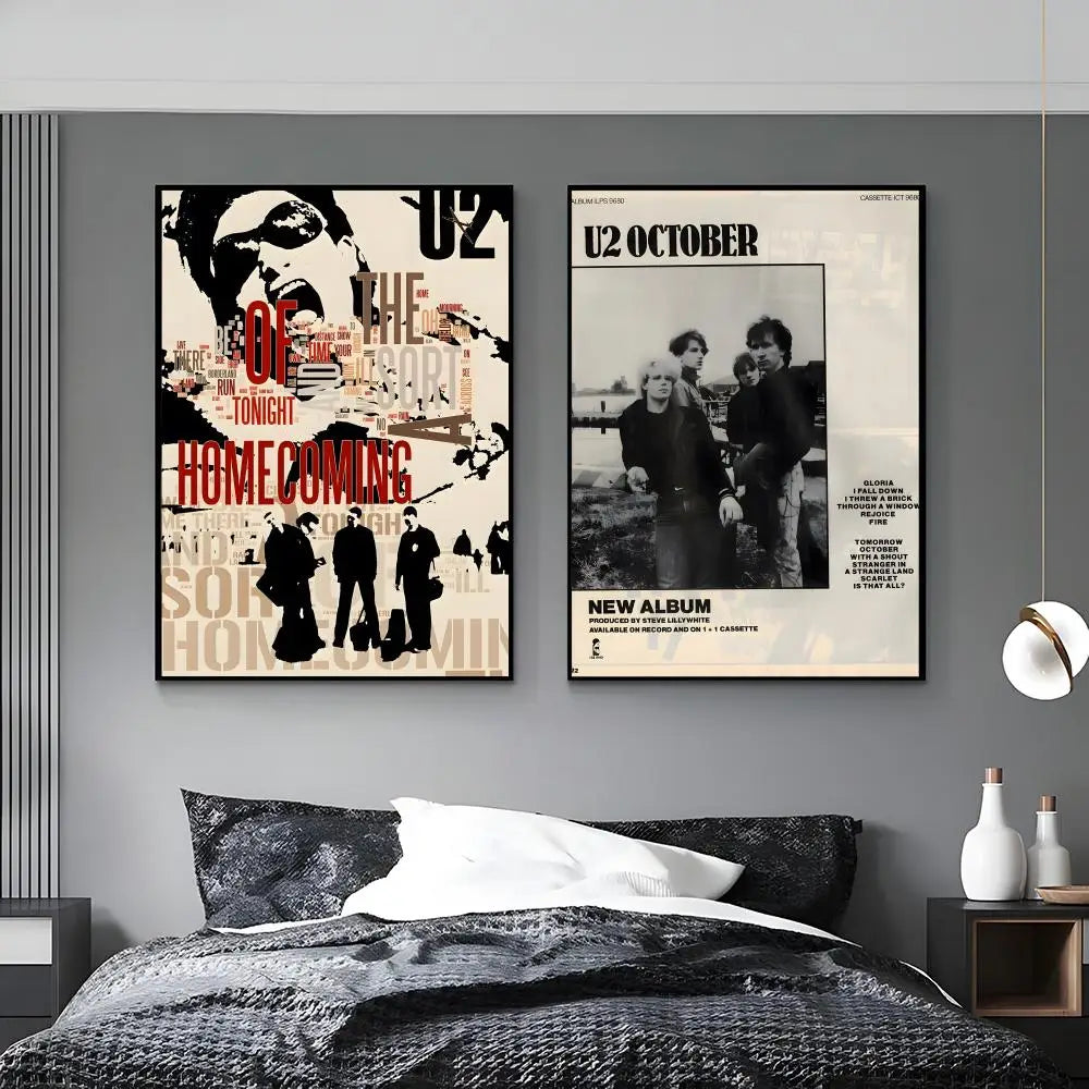 U2 Rock Band HD Wall Poster – Waterproof Self-Adhesive Decor