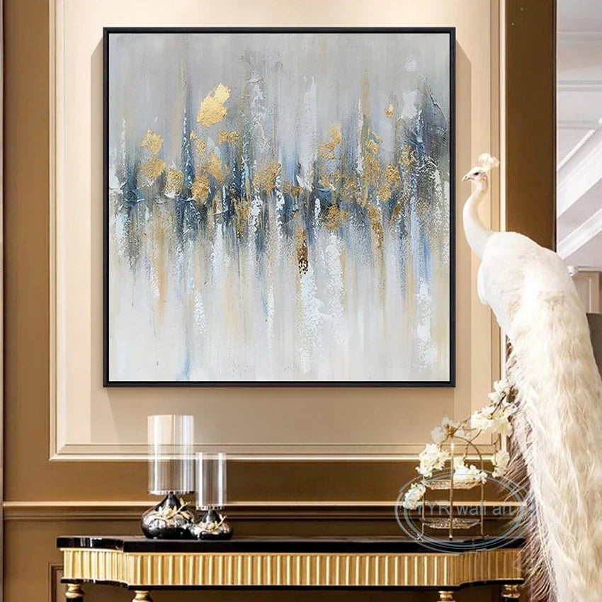 Gold Foil Abstract Hand-Painted Oil Painting | Nordic Wall Art