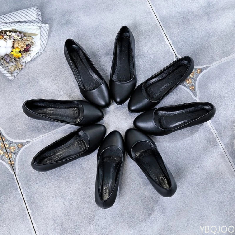Women's Mary Jane Pumps – Thick Square Heel Slip-On Work Shoes