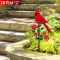 Red Bird Metal Garden Stake – 2D Flat Iron Art Yard Ornament