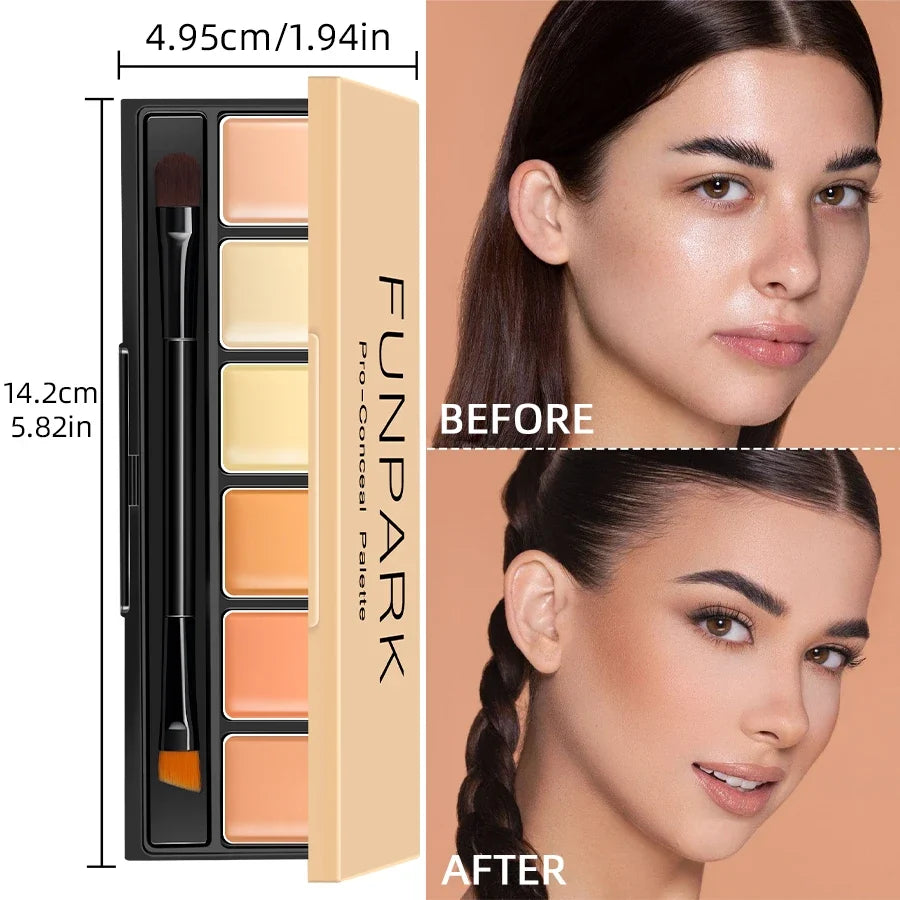 FUNPARK 6-Color Concealer Contour Cream Palette with Brush