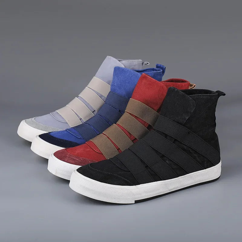 YBQJOO Korean High Cut Canvas Strap Casual Shoes | Unisex