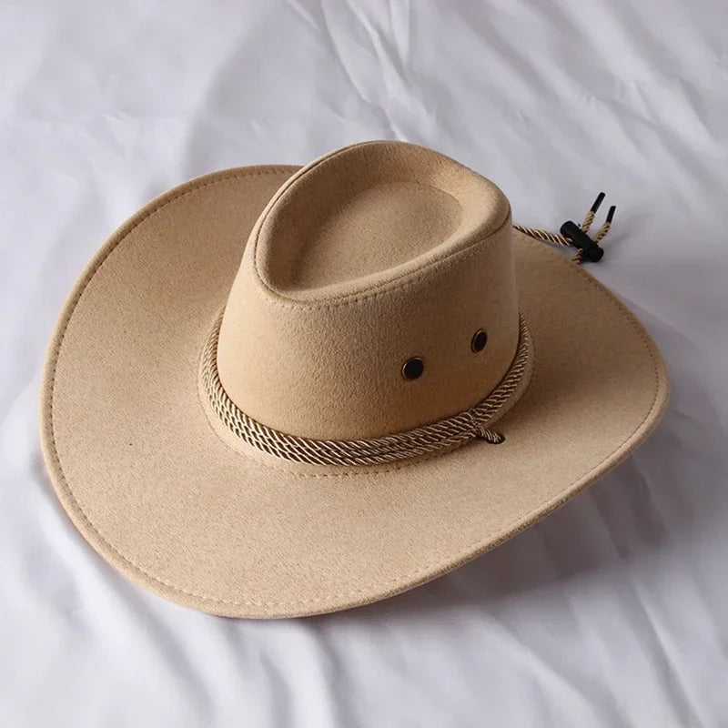Western Cowboy Hat Vintage Wide Brim Sun Protection Outdoor Riding