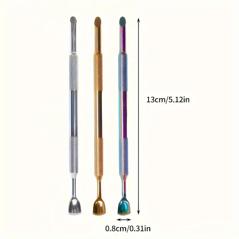 Russian-Style Double-Ended Stainless Steel Cuticle Pusher | 3 Colors