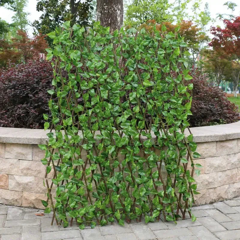 Artificial Garden Retractable Fence Expandable Faux Green Leaf Screen