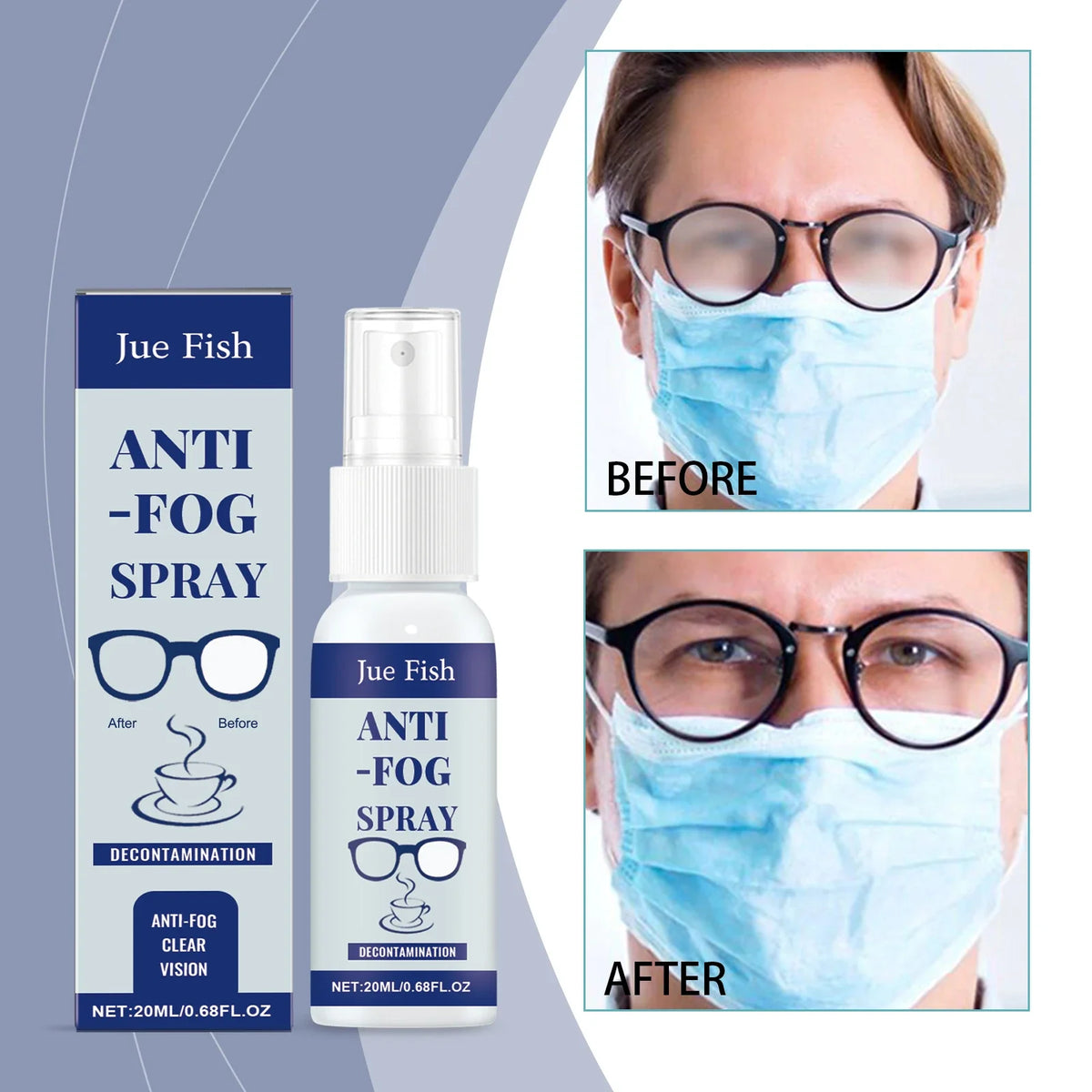 Jue Fish Anti-Fog Spray for Glasses – Clear Vision Defogger