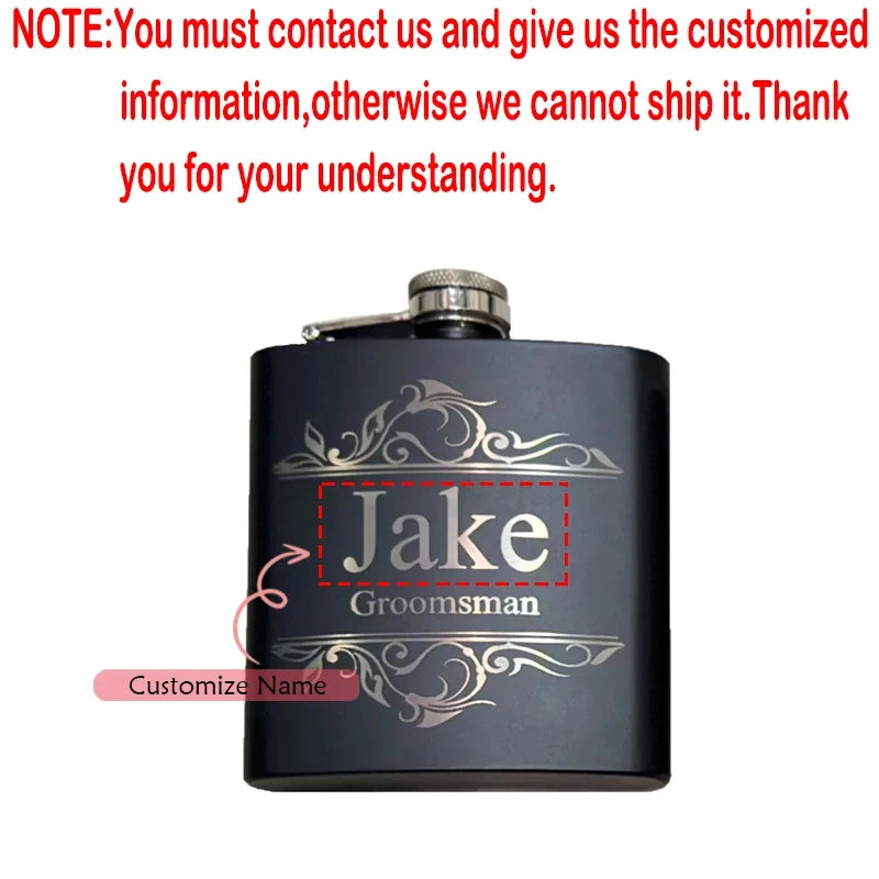 Personalized Engraved Black Flask | Groomsman Wedding Gift
