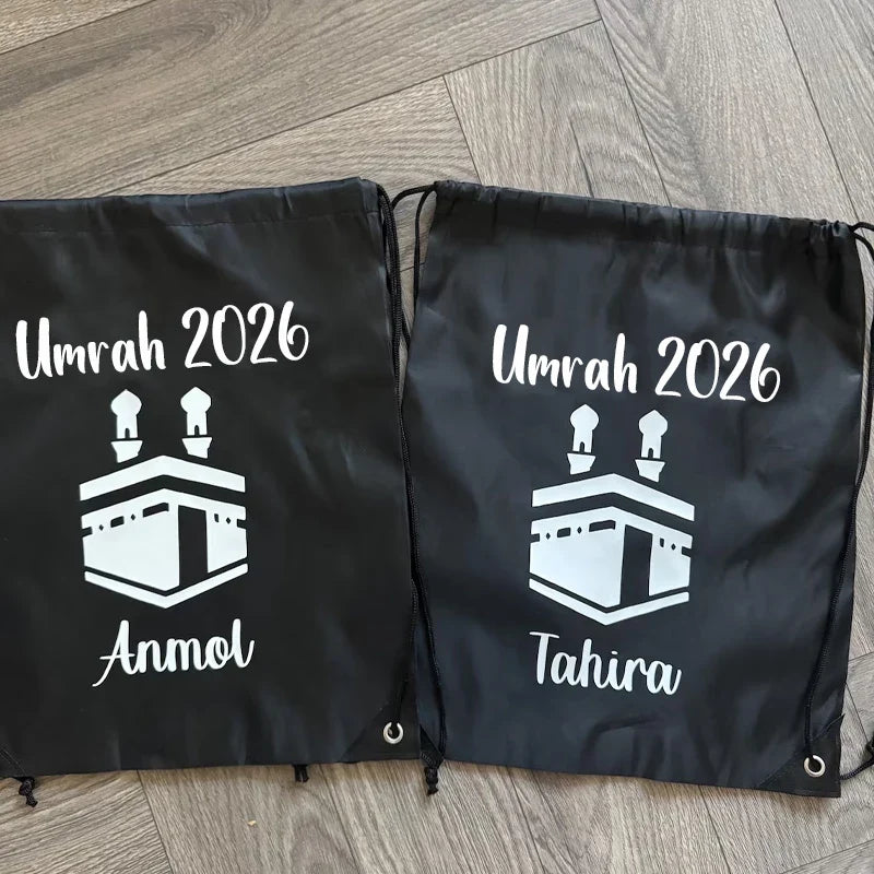 Personalized Umrah Mubarak Drawstring Bag | Hajj Eid Gift