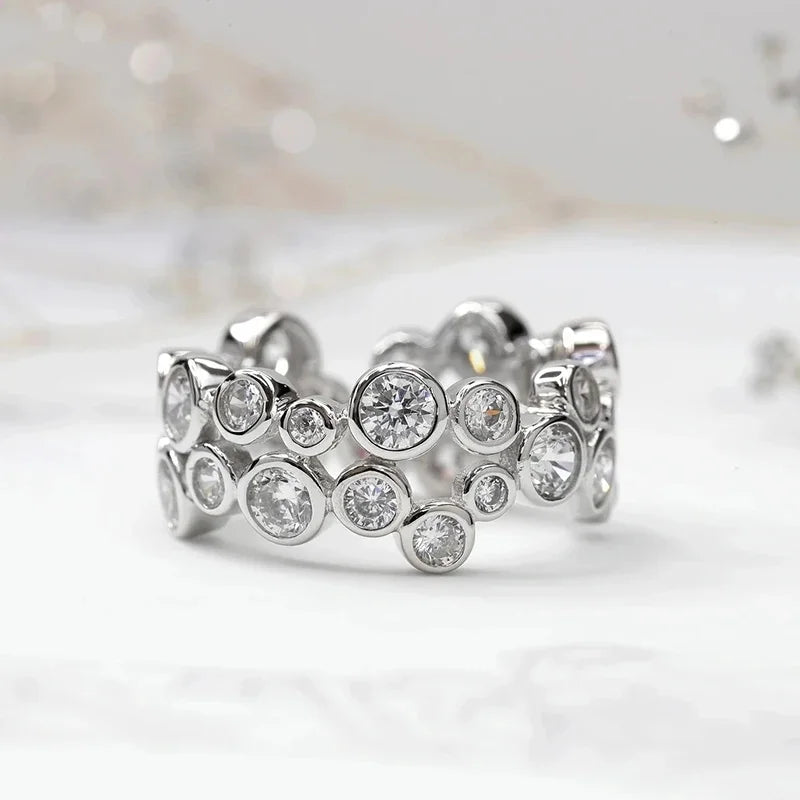 Huitan Round CZ Ring – Women's Cubic Zirconia Wedding Band