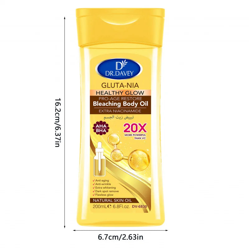 DR DAVEY GLUTA NIA Body Oil Skin Care Moisturizes Nourishes Large