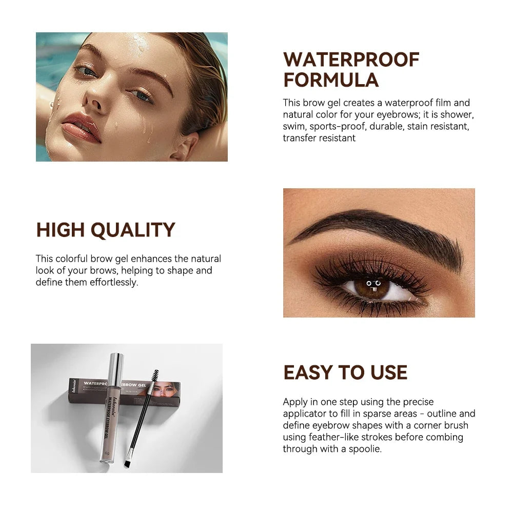 Lakerain 3D Waterproof Eyebrow Gel – 4 Colors, Long-Lasting