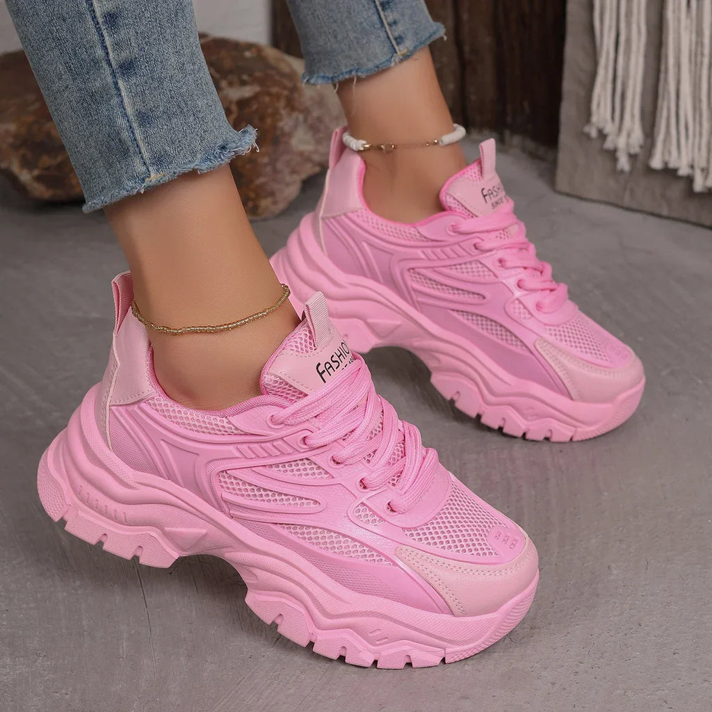 Women's Chunky Platform Sneakers – Lightweight Fashion Tennis Shoes