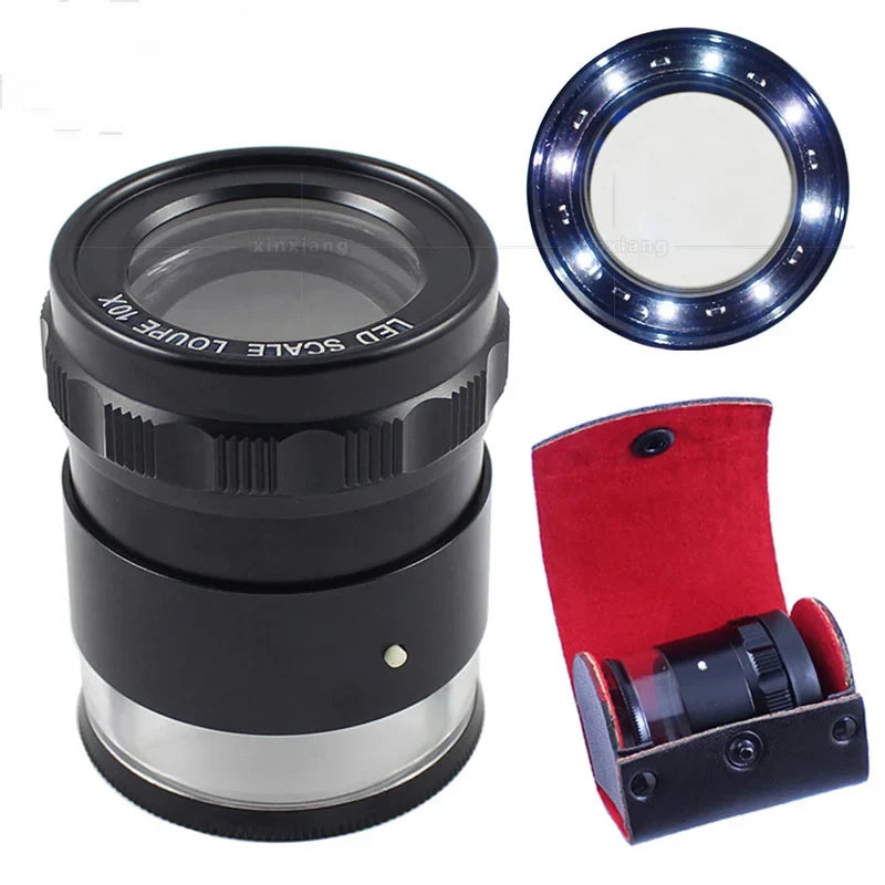 10X LED Magnifier with Scale & Optical Glass – Textile Loupe