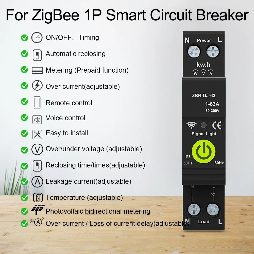 Tuya ZigBee Smart Circuit Breaker 63A – Remote Energy Meter