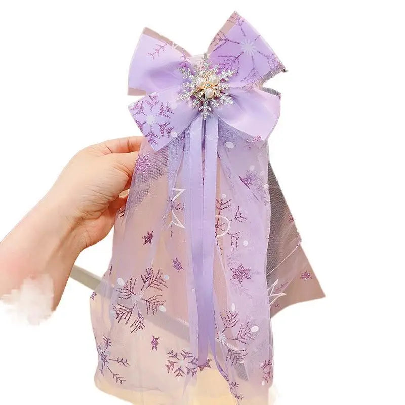 Princess Sequin Tulle Bow Hair Clips for Baby Girls & Toddlers