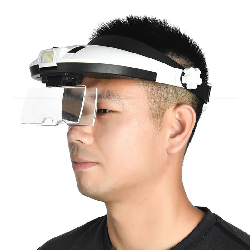 LED Headband Magnifier with Light – Jeweler Loupe Magnifying Glass