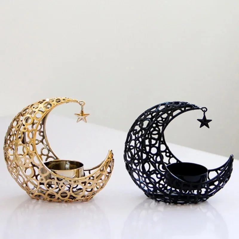 Ramadan Moon Metal Candle Holder – Eid Mubarak Home Decor