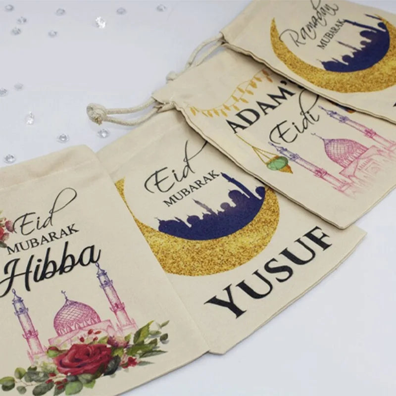 5-Pack Personalised Eid Mubarak Gift Bags | Custom Name Eidi