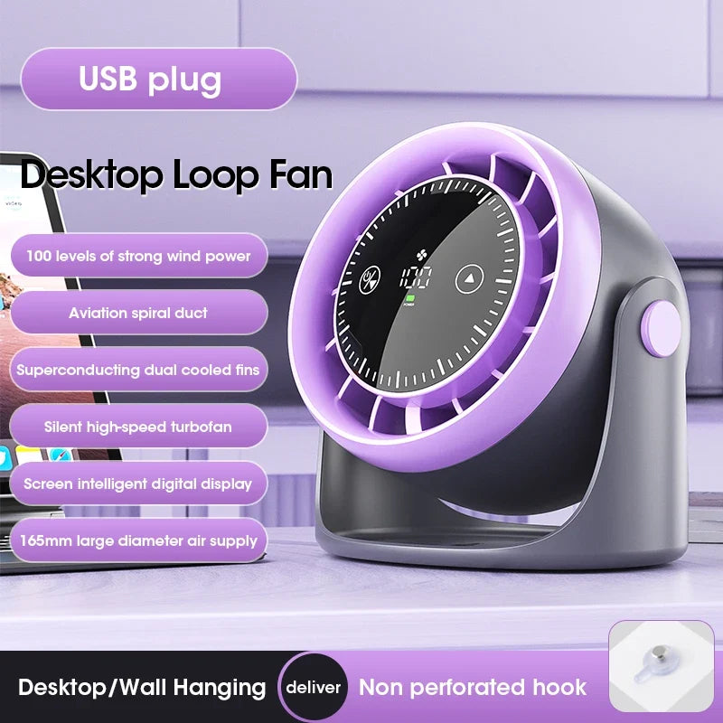100-Speed Turbine Desktop & Wall Mount Fan | Digital Display