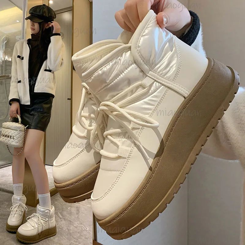 Women's Waterproof Platform Snow Boots – Plush Ankle Booties