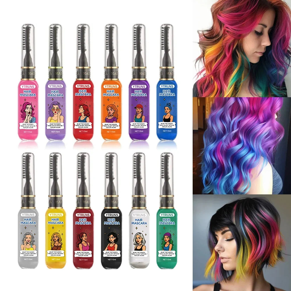 13-Color Temporary Hair Dye | Buildable Smudge-Resistant Paint