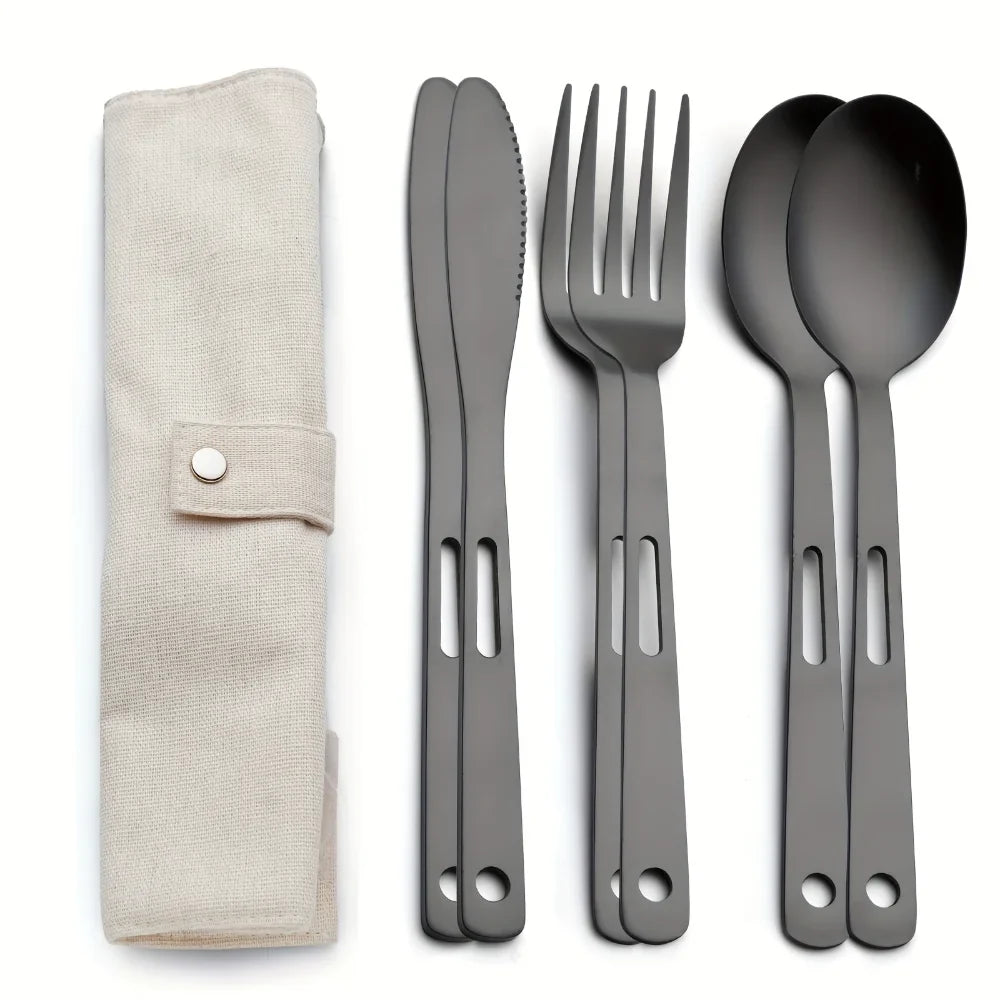 Stainless Steel Camping Cutlery Set – Knife, Fork & Spoon