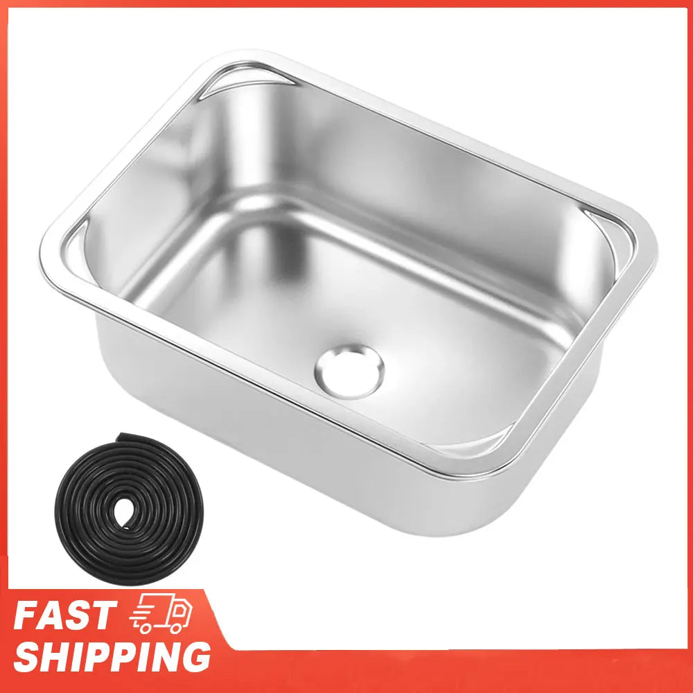 RV Sink Square 345x245x136mm 304 Stainless Steel Flush Mounted Hand