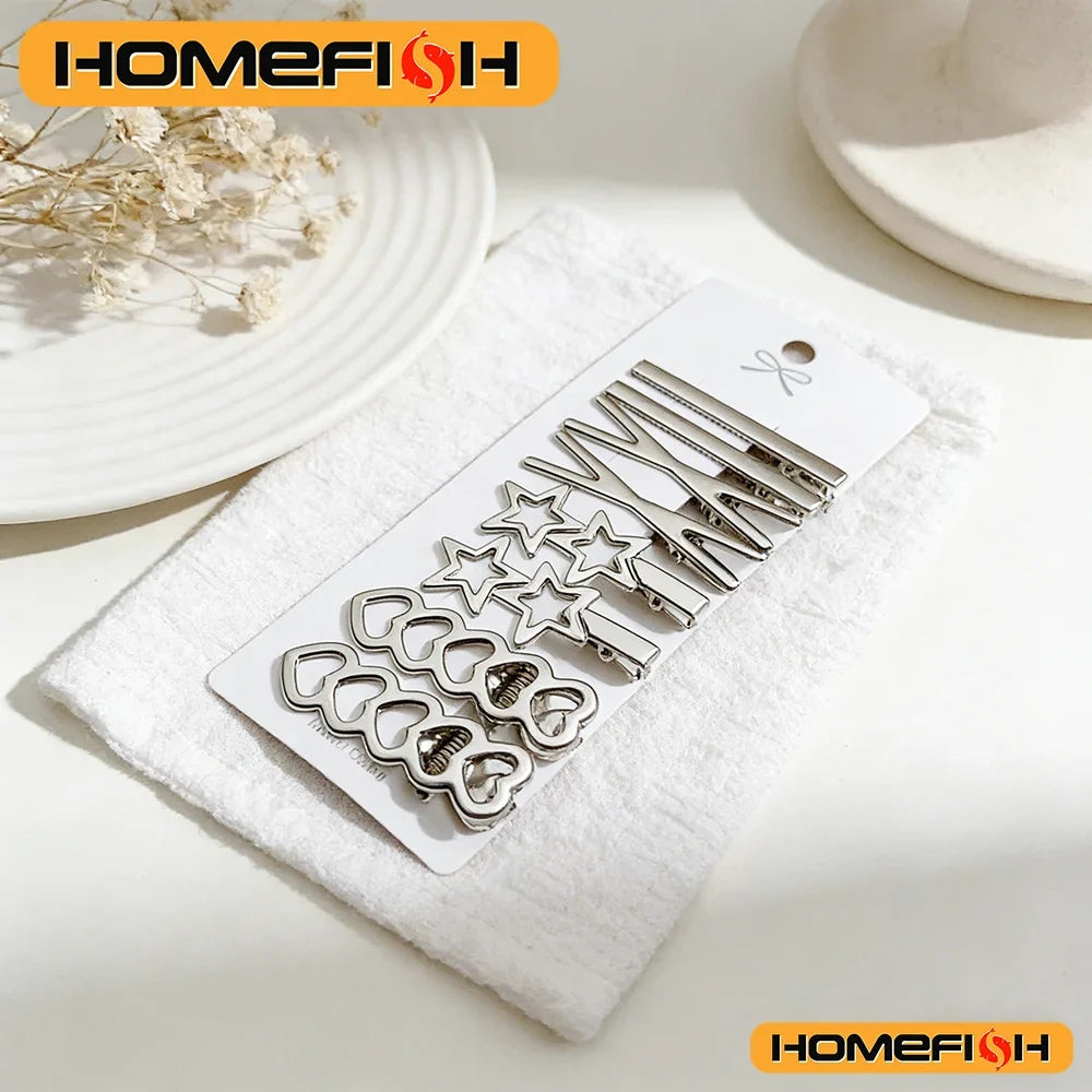 Sliver Metal Hair Clips Women Girls Duckbill Hairpin Personality