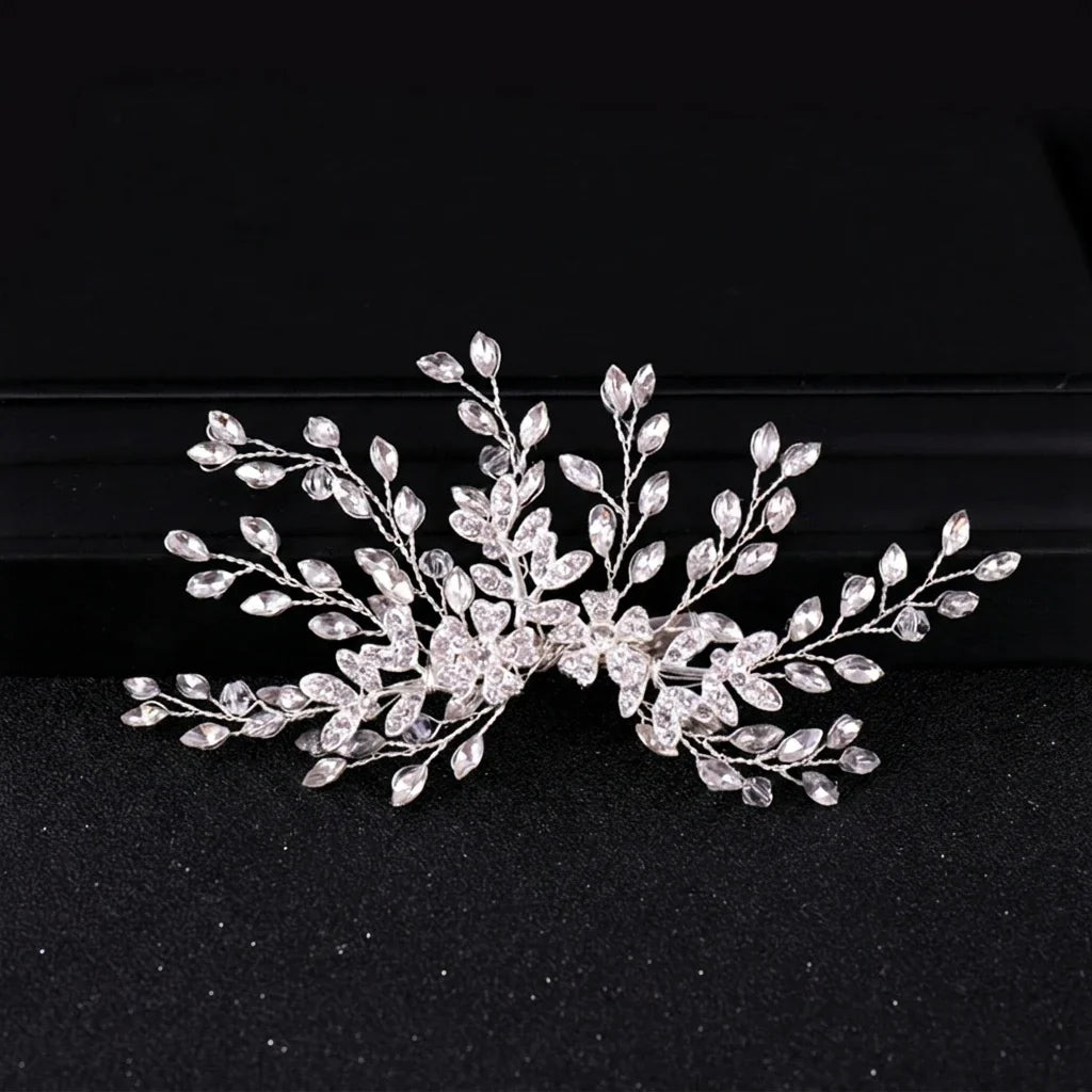 Rhinestone Flower Hair Clip | Bridal Wedding Headwear Barrette