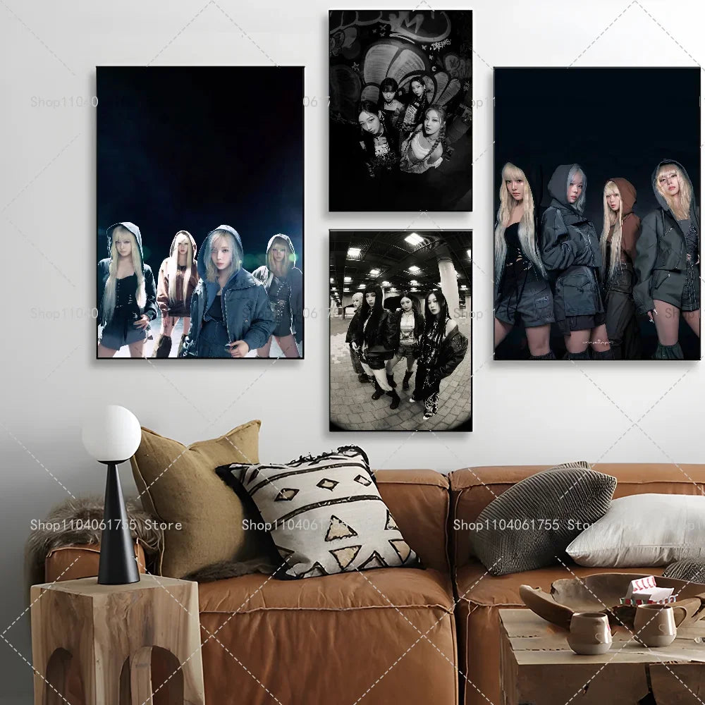 Aespa Kpop Girl Group Poster – Self-Adhesive Waterproof Wall Sticker