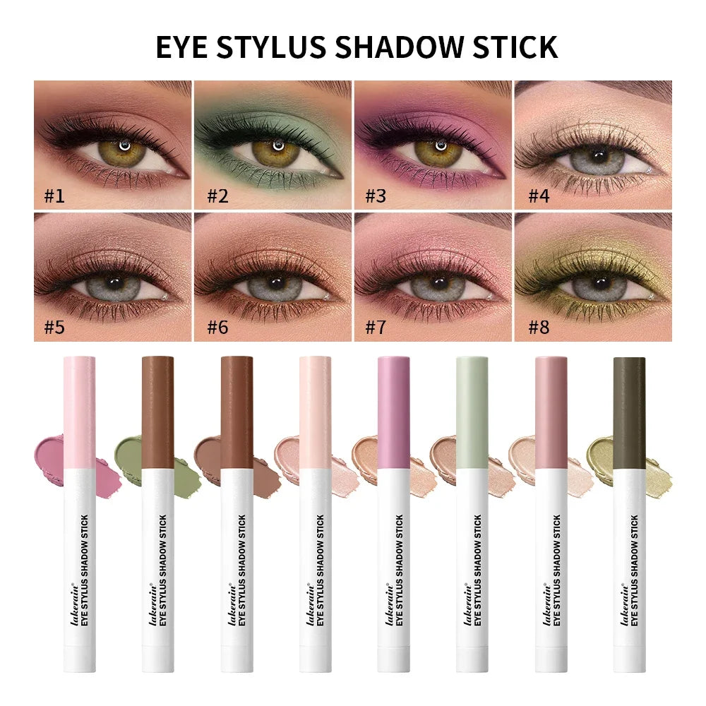 Lakerain 10-Color Eyeshadow Sticks – Shimmer, Glitter & Matte