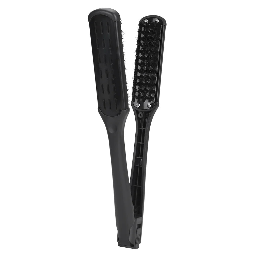 V-Shape Boar Bristle Hair Straightening & Curling Brush