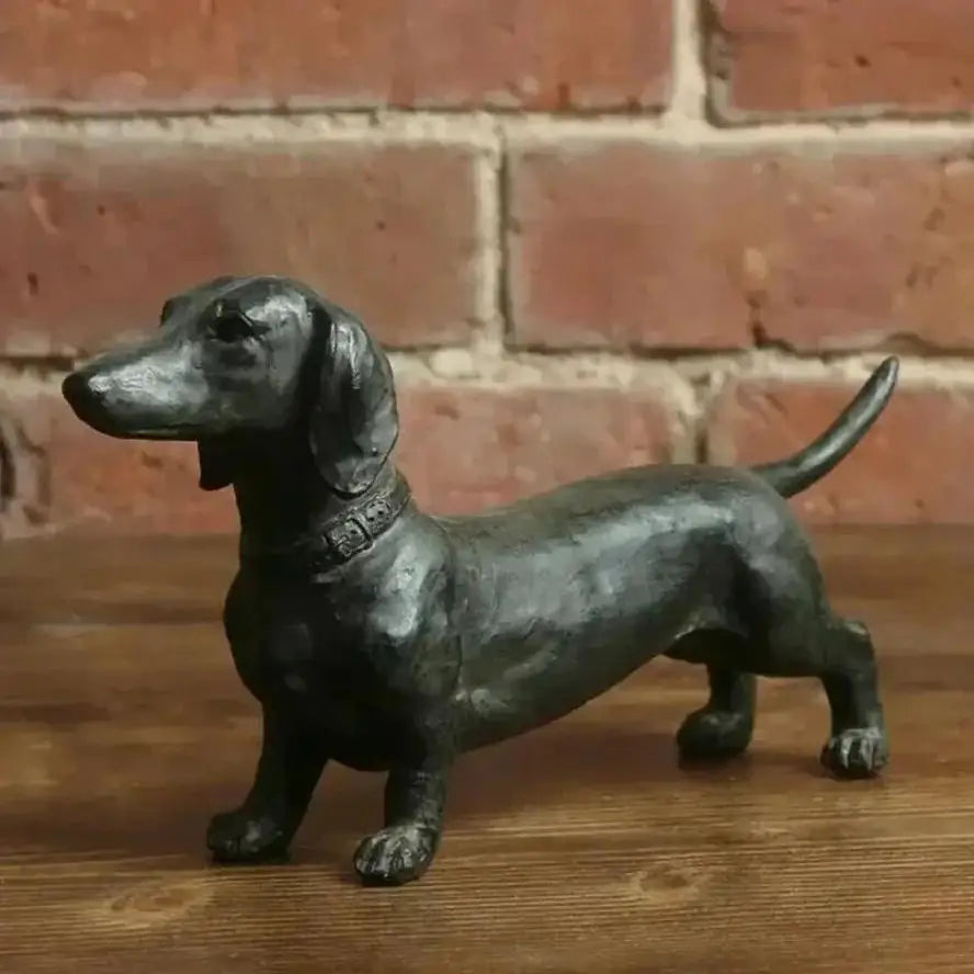 Resin Dachshund Figurine – Black Dog Garden Sculpture Ornament