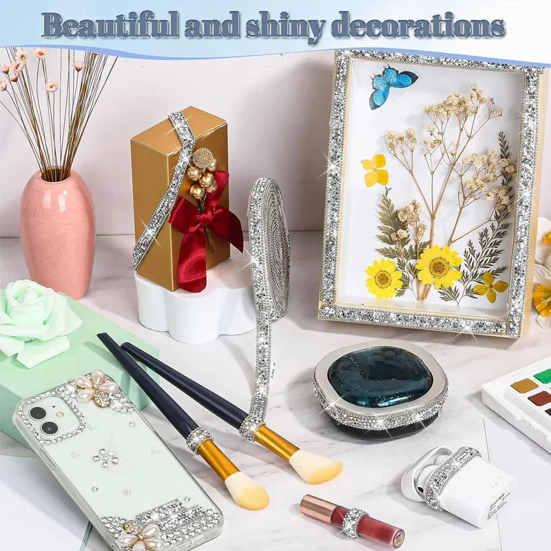 1Yard Glitter White Crystal Rhinestone Tape Trim Self-adhesive Glass