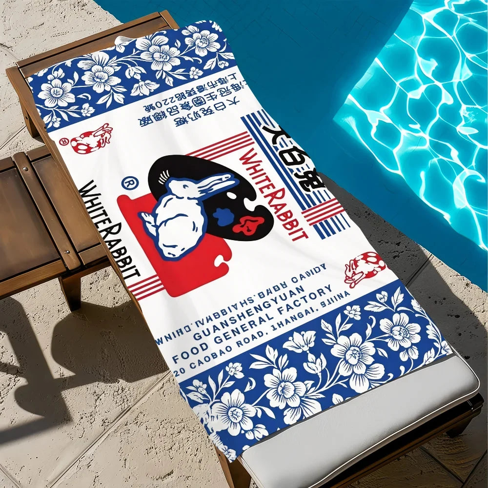 Cute Rabbit Quick-Dry Beach Towel | Soft Microfiber Pool Towel