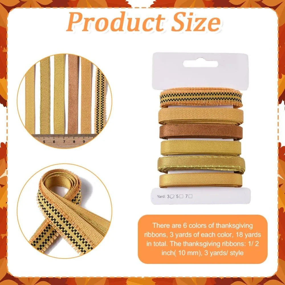 Polyester Ribbon Set 6 Styles – Orange Gift Wrapping & Bowknot