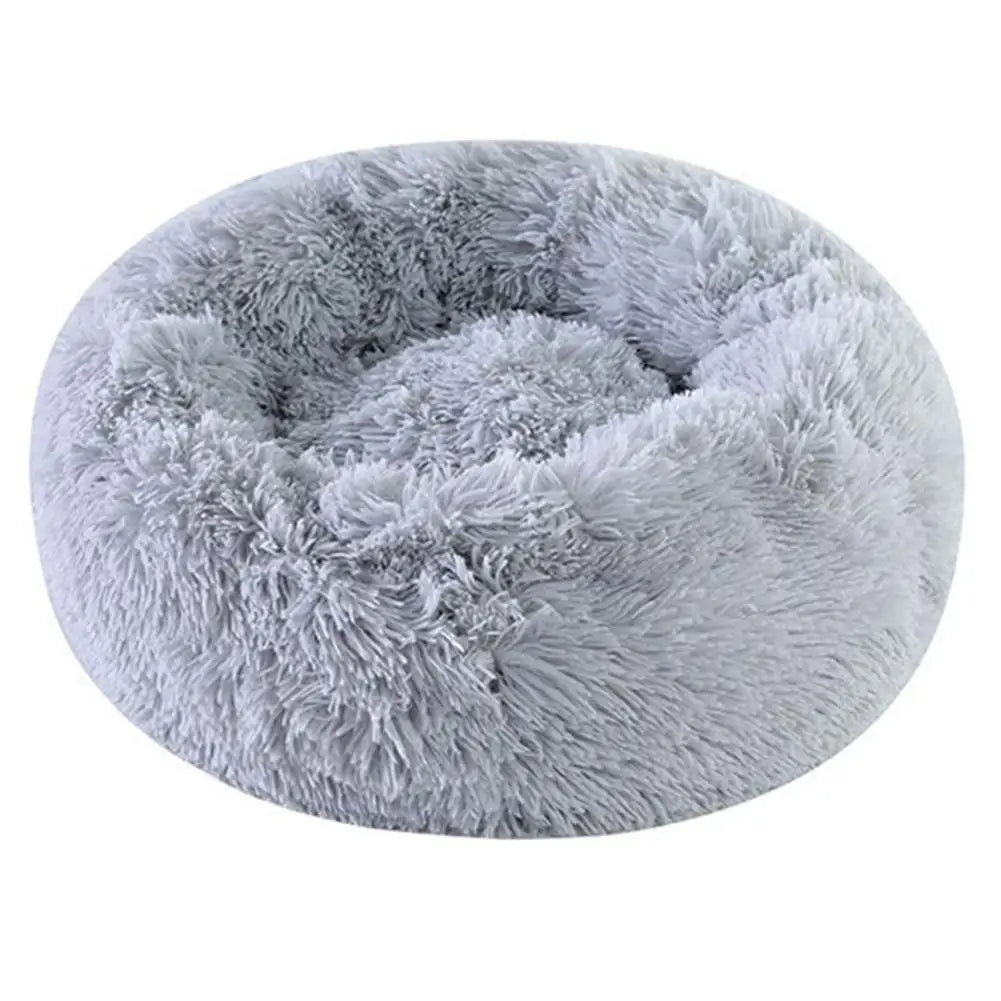 Plush Donut Round Pet Bed for Cats & Small Dogs | Washable