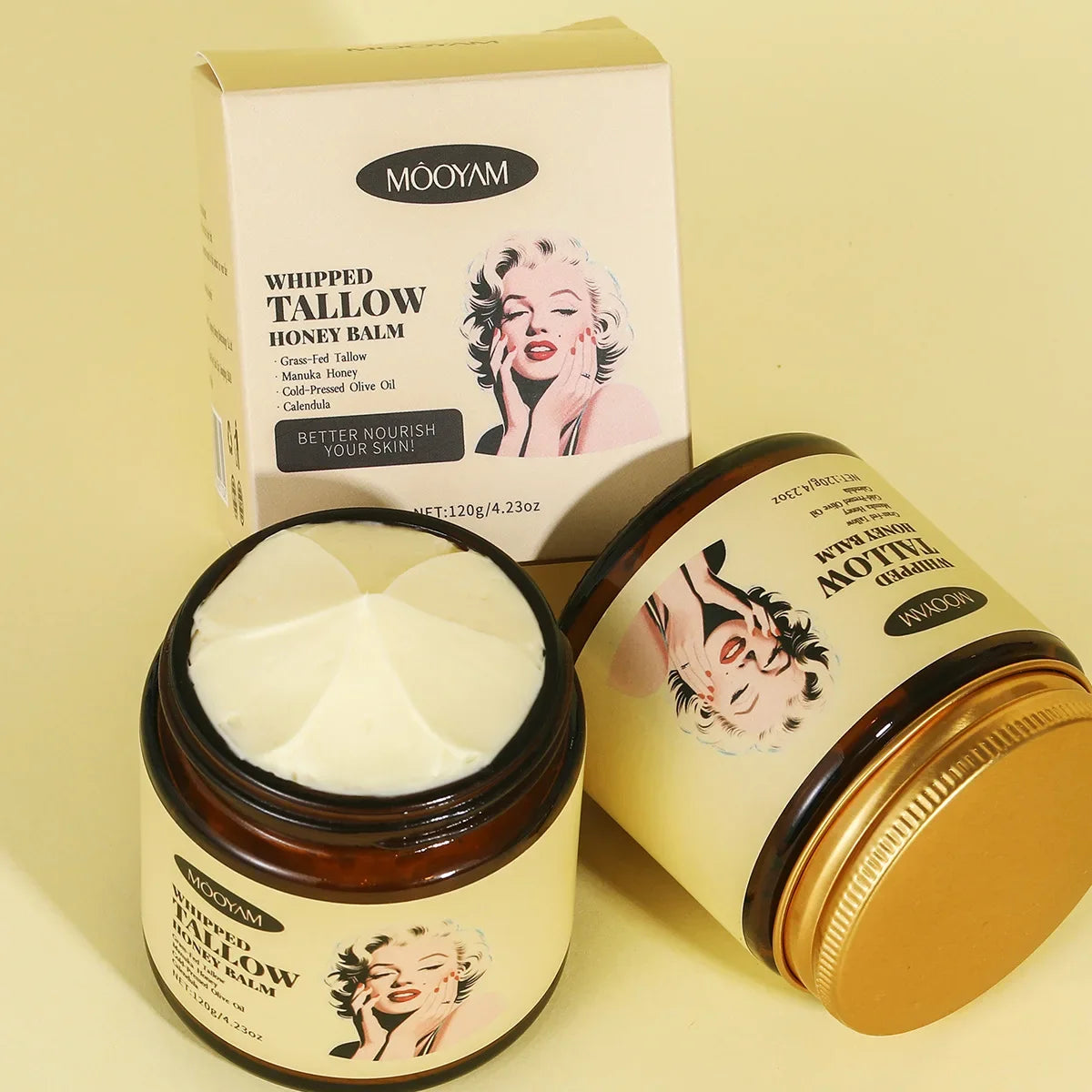 Whipped Beef Tallow Honey Balm Face Moisturizer Body Skin Care Grass