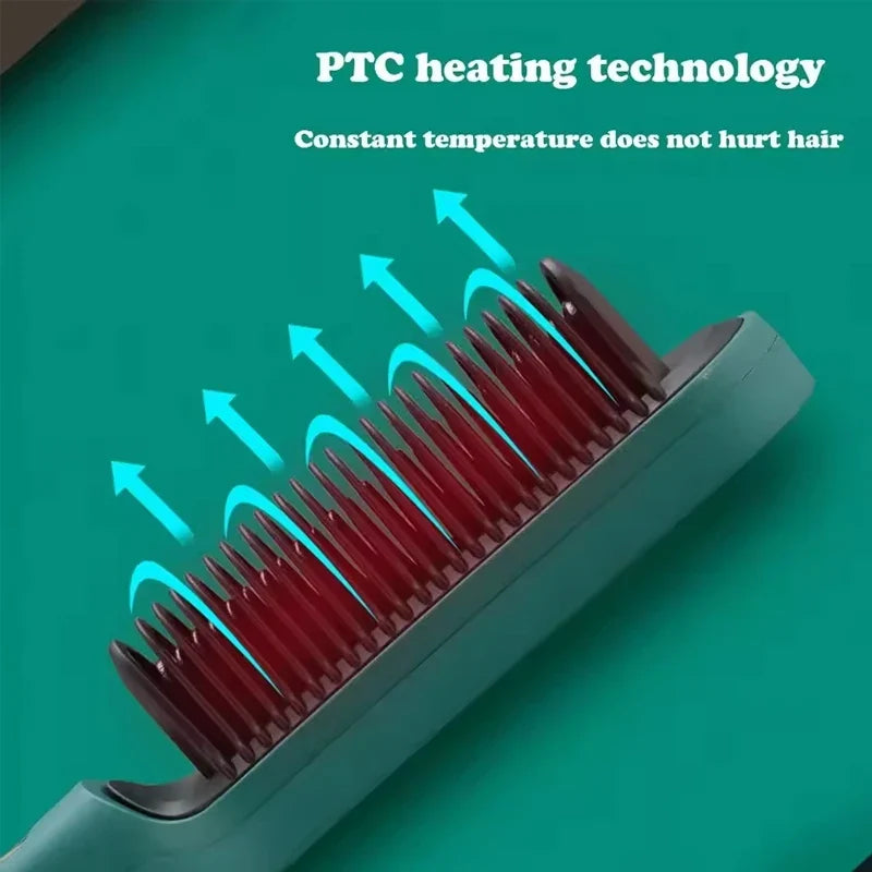 2-in-1 Negative Ion Hair Straightening Brush & Curling Comb LCD