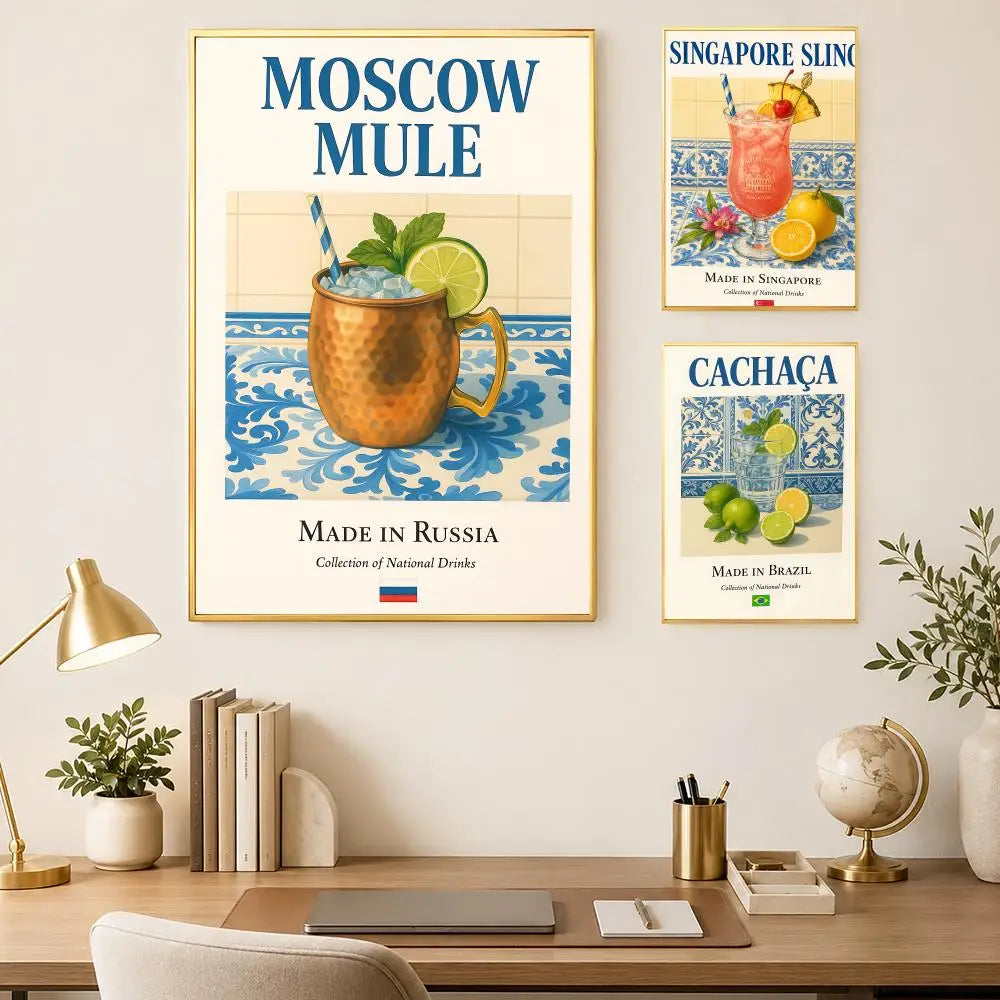 Cocktail Series Self-Stick Wall Art Poster – Waterproof HD