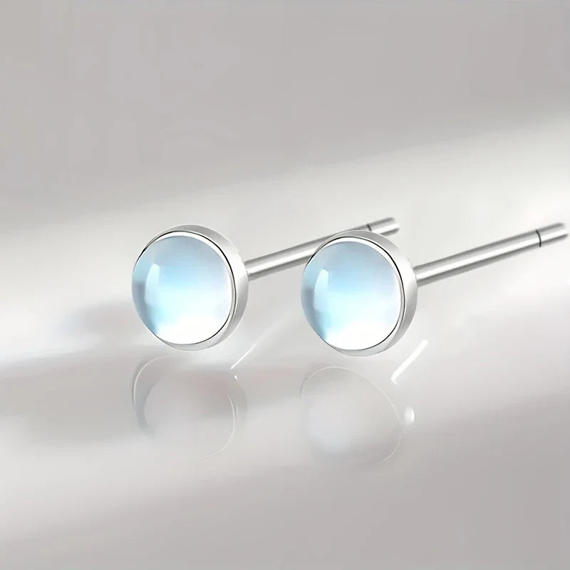 Huitan Imitation Moonstone Stud Earrings – Dainty Women's Studs