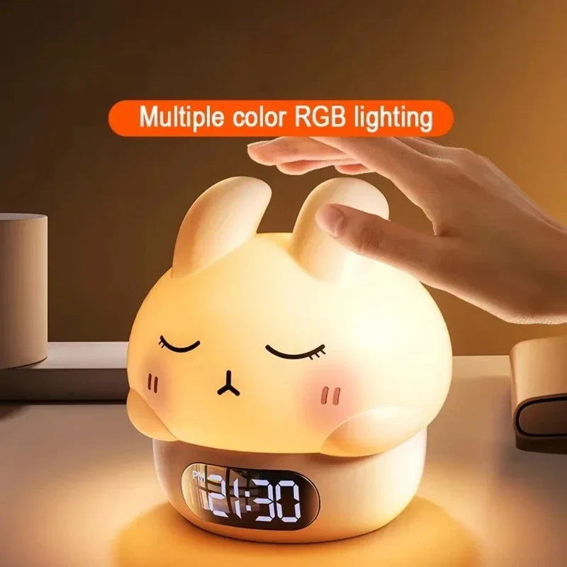 Cute Bunny Digital Alarm Clock RGB Night Light & Timer