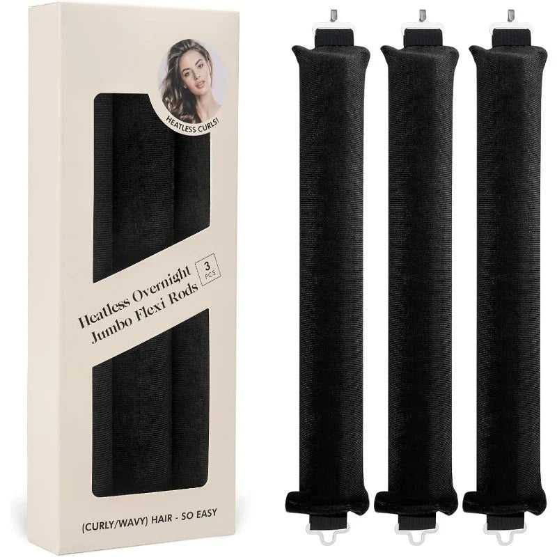 Satin Flexi Rods – Heatless Overnight Jumbo Curls, 3 Pack