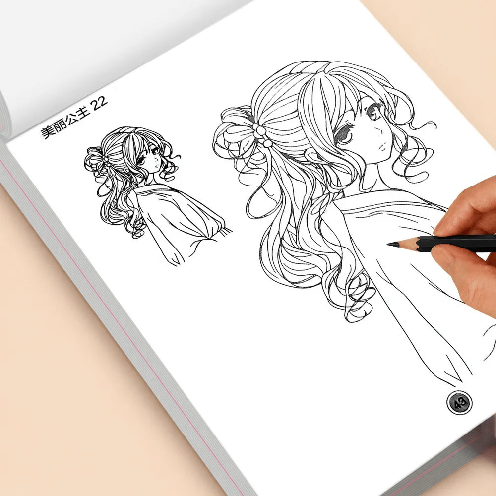 Cute Princess Sketch Coloring Book 48 Pages Anime Dress Line Drawing
