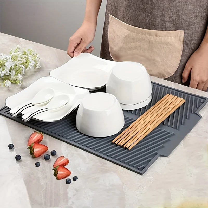 Large Silicone Dish Drying Mat Heat Resistant Non-slip Folding