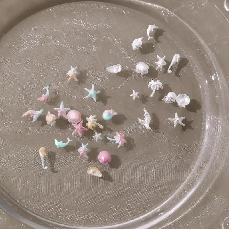 50 Pcs Ocean Resin Nail Art Charms – Shell, Starfish & Conch Set