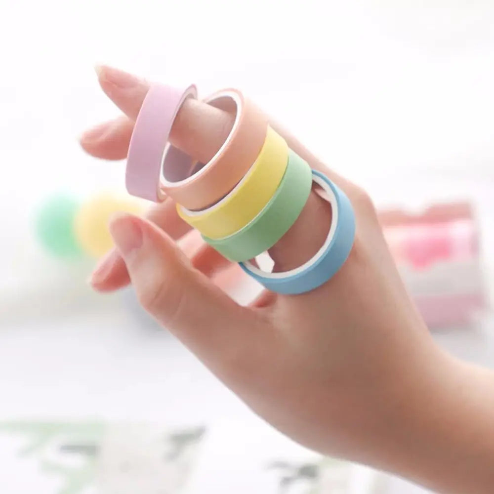 Solid Color Decorative Masking Tape Set – 5 Rolls Scrapbooking