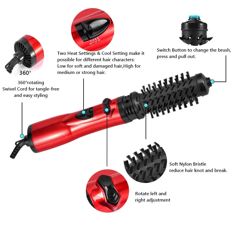 2-in-1 Rotating Hot Air Brush – Straightener & Curler Comb